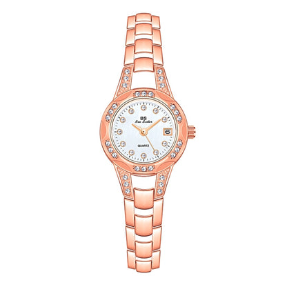 BS Bee Sister FA1679  Ladies Diamond Chain Watch Cute Small Round Watch With Calendar, Silver, Gold, Rose Gold