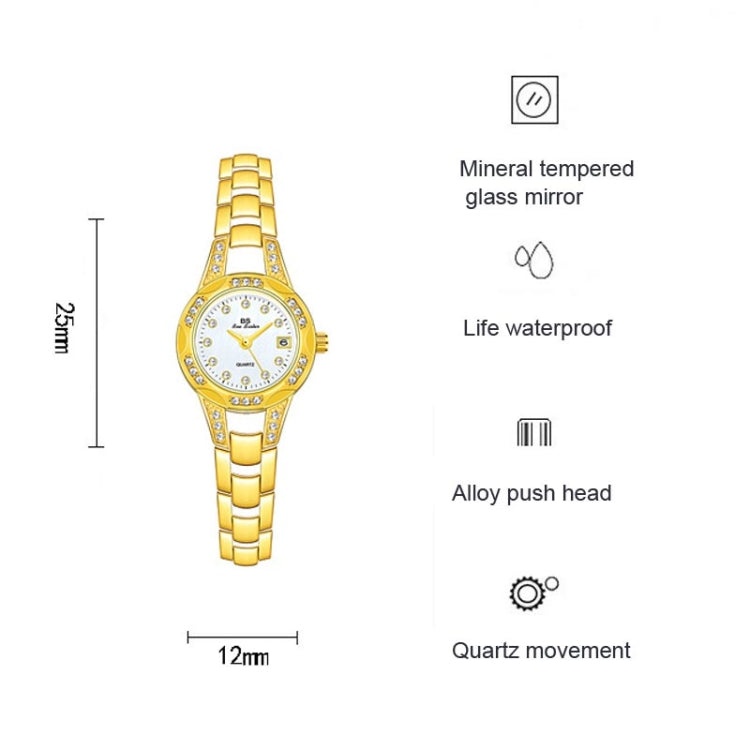 BS Bee Sister FA1679  Ladies Diamond Chain Watch Cute Small Round Watch With Calendar, Silver, Gold, Rose Gold