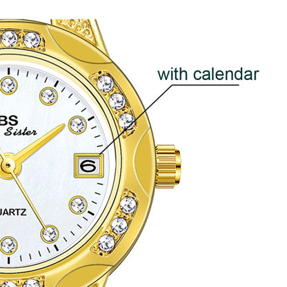 BS Bee Sister FA1679  Ladies Diamond Chain Watch Cute Small Round Watch With Calendar, Silver, Gold, Rose Gold