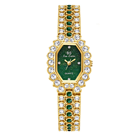 Montre femme BS Bee Sister FA1581 Niche Glitter Full Diamond, vert doré, bleu argenté, rose café, vert argenté