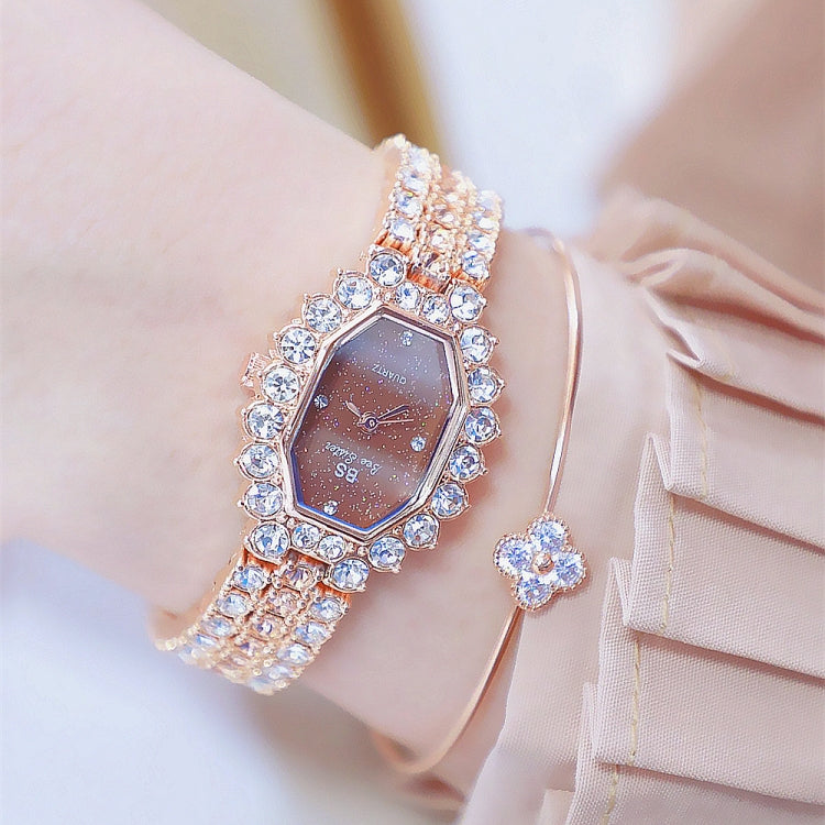 BS Bee Sister  FA1581 Niche Glitter Full Diamond Women Watch, Golden Green, Silver Blue, Rose Coffee, Silver Green