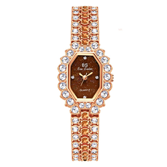 BS Bee Sister  FA1581 Niche Glitter Full Diamond Women Watch, Golden Green, Silver Blue, Rose Coffee, Silver Green