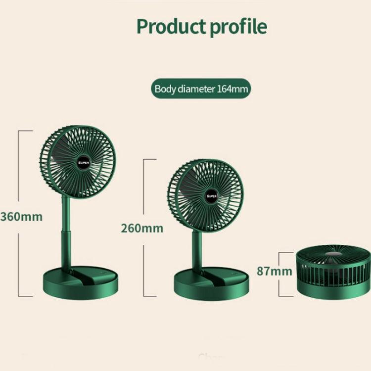 Ventilateur pliant portable Ventilateur sur pied rétractable, Style :, Rechargeable (vert), USB (vert)