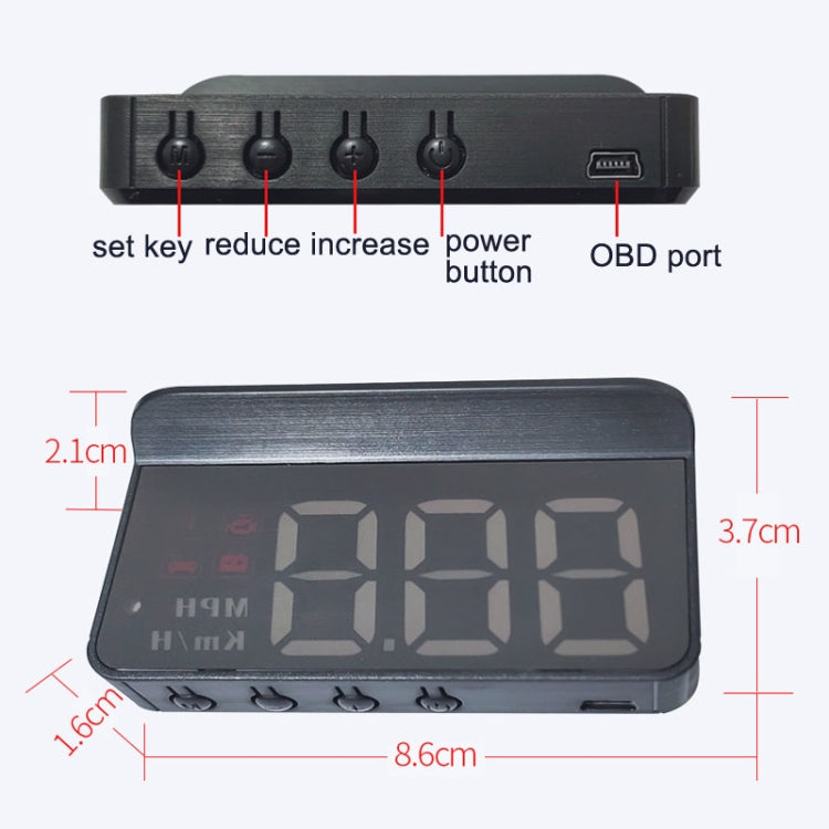 Wireless Car OBD Speed Water Temperature Raising Instrument Panel HD Projector, Wireless Car OBD