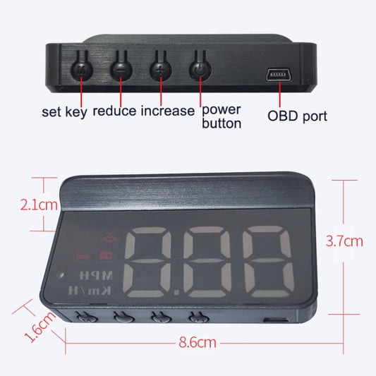 Wireless Car OBD Speed Water Temperature Raising Instrument Panel HD Projector, Wireless Car OBD