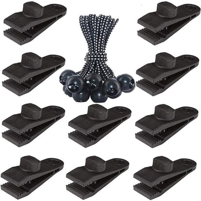 Outdoor Camping Windproof Canopy Fixed Tent Clip Rope Buckle Quick Hanging Set, 10 Clips+10 Ropes, 10 Clips+10 Black Ropes, 10 Clips+10 Black Ropes+10 Silver Buckles, 10 Clips+10 Elastic Ropes+10 Black Buckles                                           ...