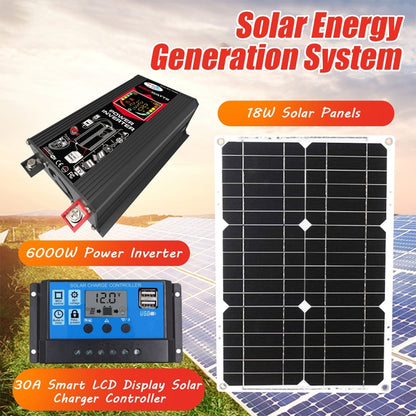 Home Solar Generator Inverter+30A Controller+18W 12V Solar Panel, Black 12V To 220V, Black 12V To 110V, Yellow 12V To 220V, Yellow 12V To 110V