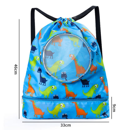 Wet And Dry Separation Waterproof Drawstring Shoulder Beach Swimming Bag For Children, Black S, Black L, Pink S, Pink L, Blue S, Blue L, Tibetan S, Tibetan L, Gray S, Gray L