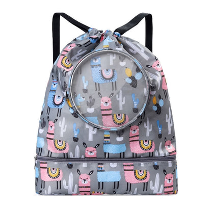 Wet And Dry Separation Waterproof Drawstring Shoulder Beach Swimming Bag For Children, Black S, Black L, Pink S, Pink L, Blue S, Blue L, Tibetan S, Tibetan L, Gray S, Gray L