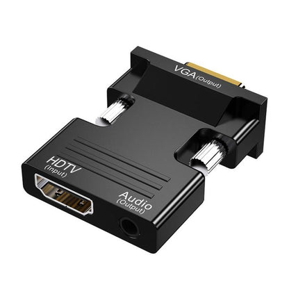 HDTV Female To VGA Male With Audio Adapter Computer Monitor TV Projector Converter, White, Gold, Black