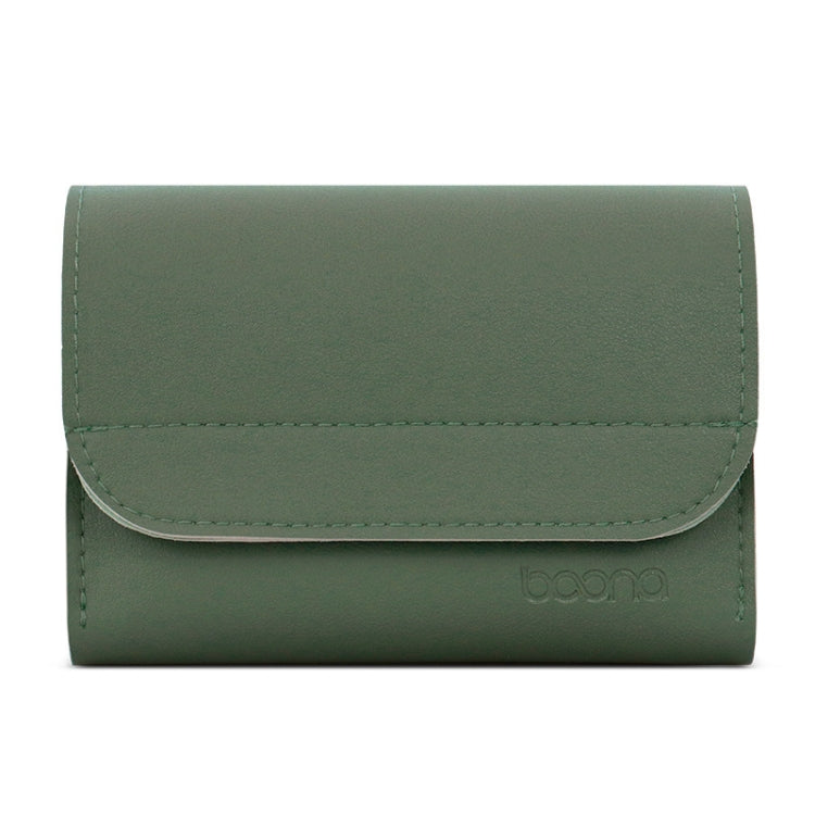 Baona BN-Q009 Small Leather Mouse Charger Storage Bag, Deep Blue+Yellow, Gray Green+Light Green, Silver+Blue