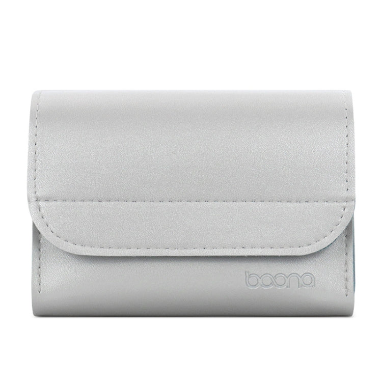 Baona BN-Q009 Small Leather Mouse Charger Storage Bag, Deep Blue+Yellow, Gray Green+Light Green, Silver+Blue