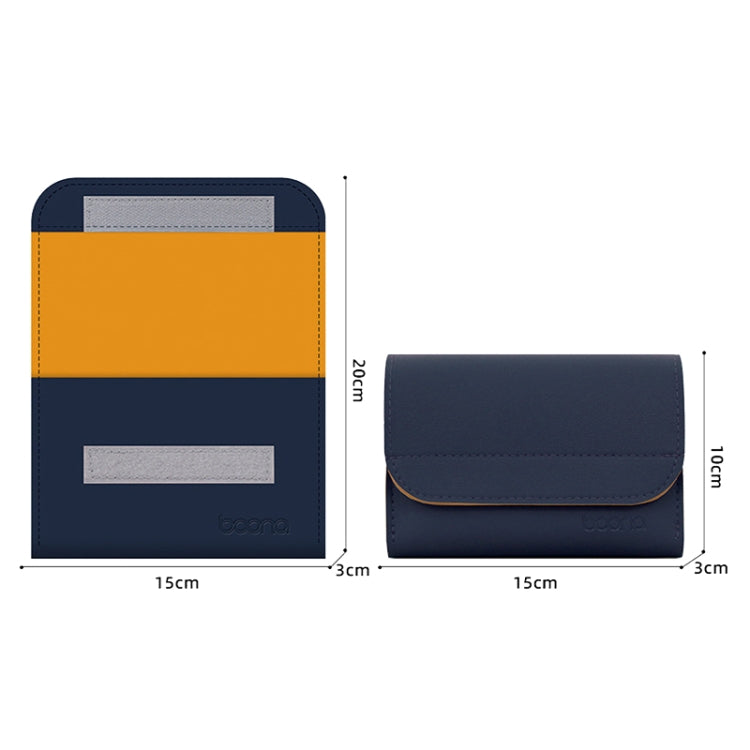 Baona BN-Q009 Small Leather Mouse Charger Storage Bag, Deep Blue+Yellow, Gray Green+Light Green, Silver+Blue