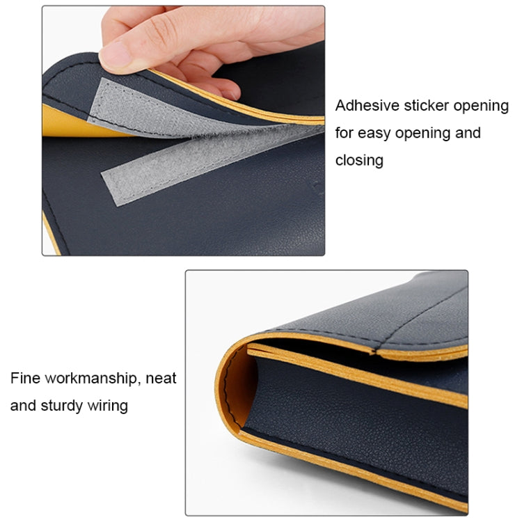 Baona BN-Q009 Small Leather Mouse Charger Storage Bag, Deep Blue+Yellow, Gray Green+Light Green, Silver+Blue