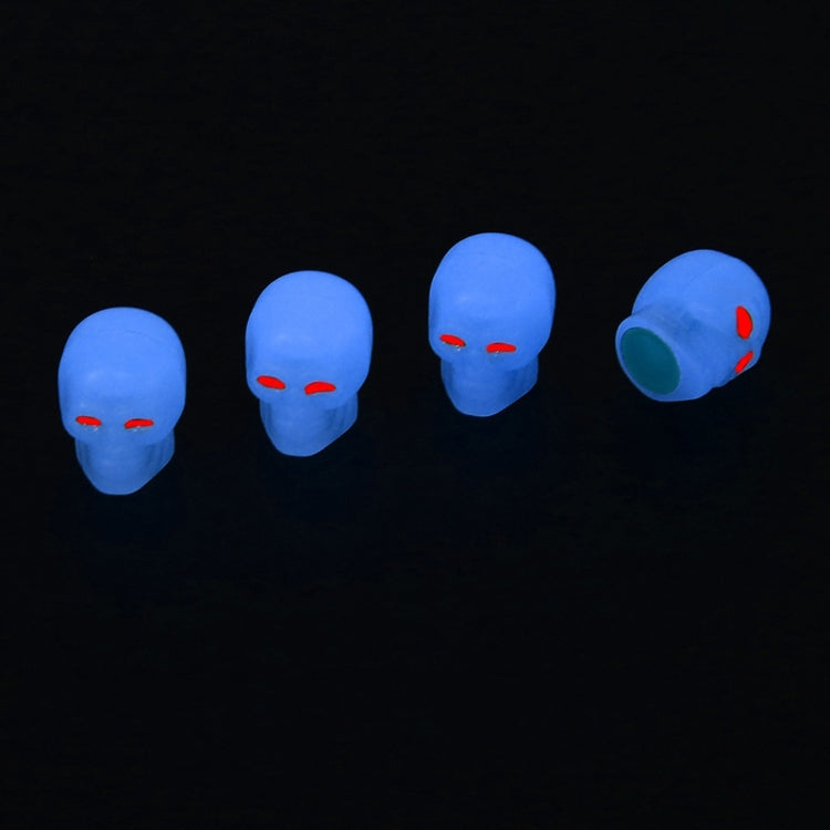 1 Sets Car Tire Luminous Valve Cap Motorcycle Skull Valve Core Cap, 1 Set Green, 1 Set Yellow, 1 Set Red, 1 Set Blue