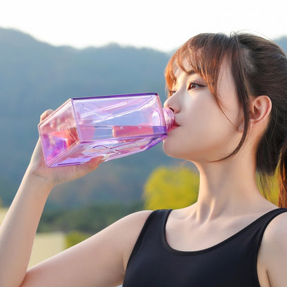 Square Fitness Sports Large Capacity Plastic Water Cup with Handle, Square Yellow, Square Red, Square Purple, Square Green, Square Blue, Square Black