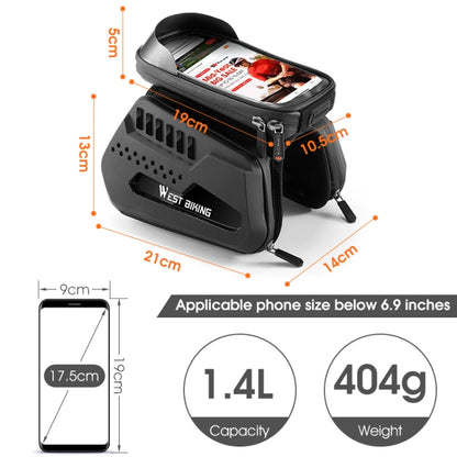 WEST BIKING Bicycle TPU Hard Shell Front Beam Bilateral Mobile Phone Bag, YP0707294