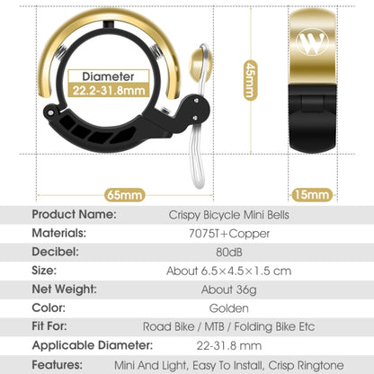 WEST BIKING Bicycle Retro Copper Bell Riding Crisp & Loud Bell, WEST BIKING Copper Bell(Gold)