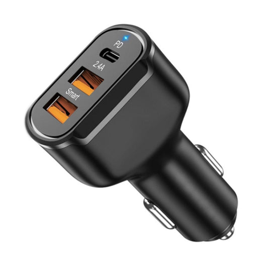 Chargeur de voiture USB double PD+2.4A, Style : 3 ports (noir), 3 ports (noir), 3 ports (blanc)