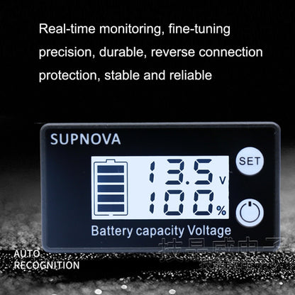 SUPNOVA LCD Two-wire Voltage and Electricity Meter DC Digital Display Voltmeter, Blue, White