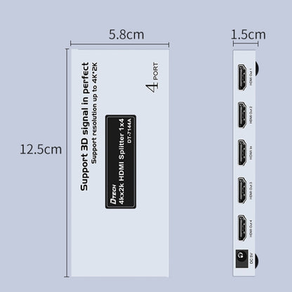 DTECH DT-7144A HDMI 2.0 1 In 4 Out 4K X 2K HD Video Splitter, CN Plug, DT-7144A