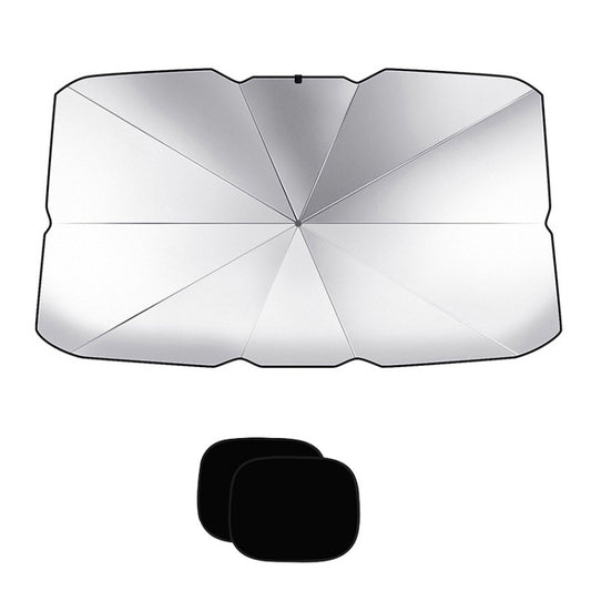 Car Windshield Telescopic Folding Thermal Insulation Parasol, Large, Large+2 PCS Side Sun Block, Small, Open Style Large, Open Style Small, Silver Coated Large, Silver Coated Small