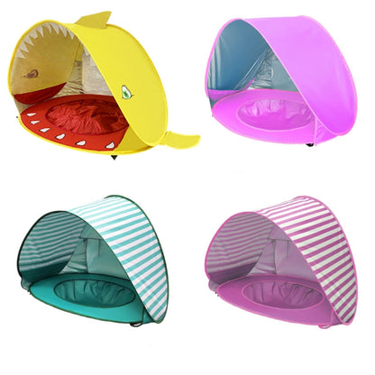 Baby Beach Tent With Pool Portable Foldable Sunshelter, Orange, Pink, Lake Green Stripe, Pink Stripe, Shark Gray, Shark Yellow, Whale Blue, Whale Pink