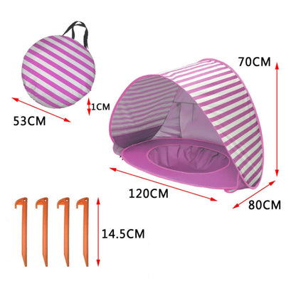 Baby Beach Tent With Pool Portable Foldable Sunshelter, Orange, Pink, Lake Green Stripe, Pink Stripe, Shark Gray, Shark Yellow, Whale Blue, Whale Pink