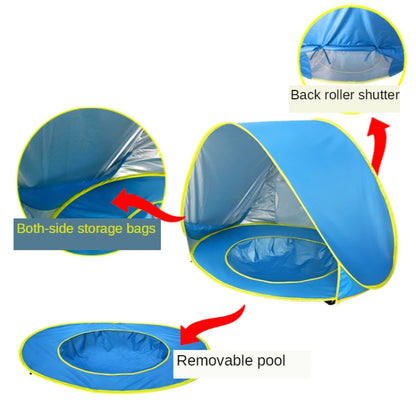 Baby Beach Tent With Pool Portable Foldable Sunshelter, Orange, Pink, Lake Green Stripe, Pink Stripe, Shark Gray, Shark Yellow, Whale Blue, Whale Pink