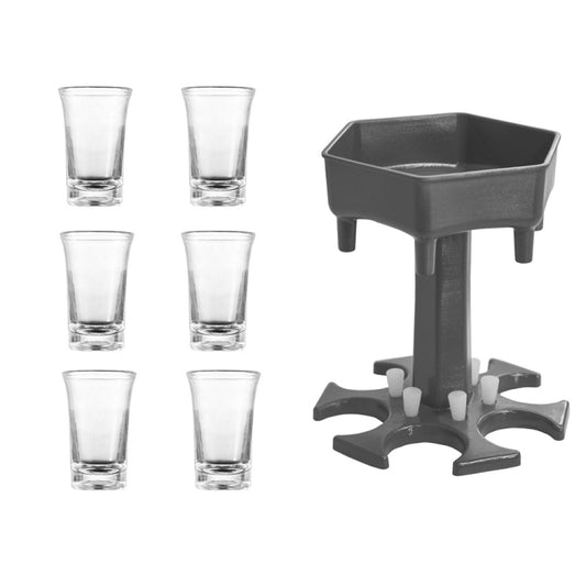 Distributeur de vin hexagonal 6 verres pour bar, gris + 6 verres transparents, bleu + 6 verres transparents, gris + 6 verres colorés, bleu + 6 verres colorés