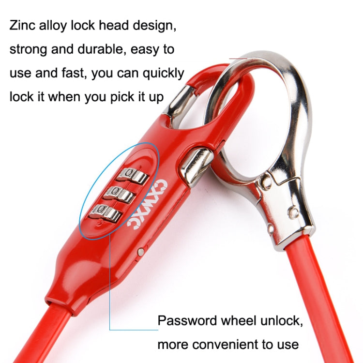 PL3001 Bicycle Mountain Bike Portable Anti-theft Password Cable Lock, Password Cable Lock(Black), Password Cable Lock(Red)