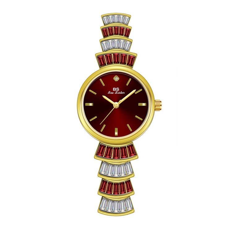 BS Bee Sister  FA1700 Diamond Inlaid Ladies Watch Symphony Wrist Watch, Golden Red, Silver -red, Golden Green, Silver Green
