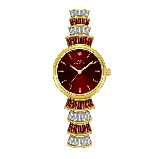BS Bee Sister  FA1700 Diamond Inlaid Ladies Watch Symphony Wrist Watch, Golden Red, Silver -red, Golden Green, Silver Green