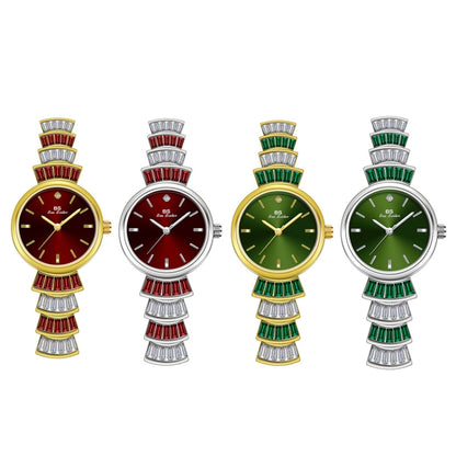 BS Bee Sister  FA1700 Diamond Inlaid Ladies Watch Symphony Wrist Watch, Golden Red, Silver -red, Golden Green, Silver Green