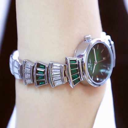 BS Bee Sister  FA1700 Diamond Inlaid Ladies Watch Symphony Wrist Watch, Golden Red, Silver -red, Golden Green, Silver Green