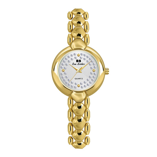Montre BS Bee Sister FA1691 pour femme, avec chaîne et diamants, or et argent.