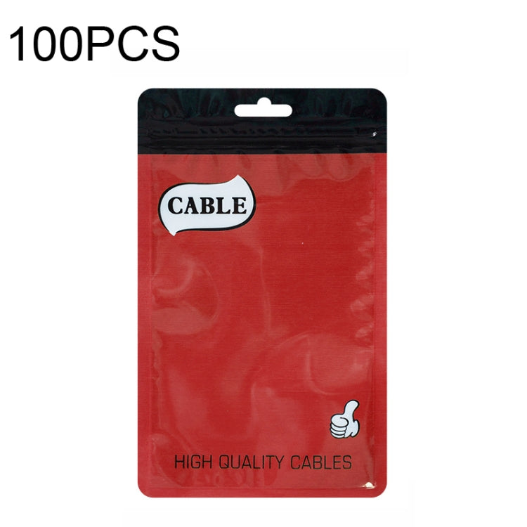 100 PCS Thumb Type Data Cable Packaging Bag Thickened Plastic Ziplock Bag, 11 x 18cm, 10.5 x 15cm
