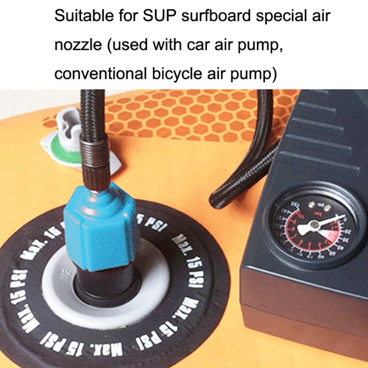 Pour adaptateur de valve de planche de surf kayak paddle, tête de conversion de pompe de voiture, bleu