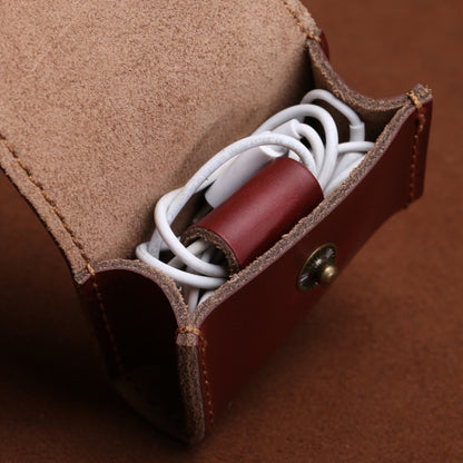 S122 Vintage Mini Leather Headphone Bag, Coffee, Wine Red, Black, Blue, Gray, Green