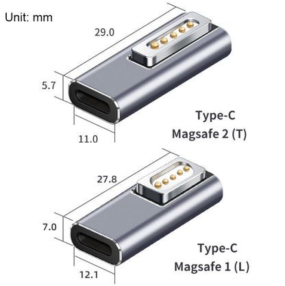 Type-C/USB-C to Magsafe1/2 Charging Adapter Supports PD Charging, Type-C to Magsafe 1 L, Type-C to Magsafe 2 T