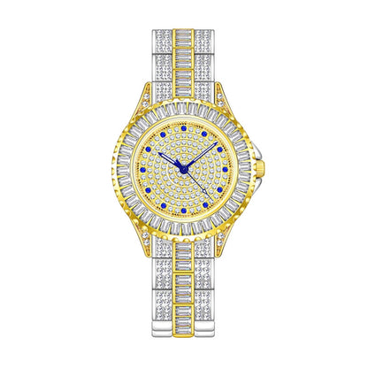 BS Bee Sister FA1686 Montre femme incrustée de diamants, montre-chaîne à bijoux, argent, argent doré, or