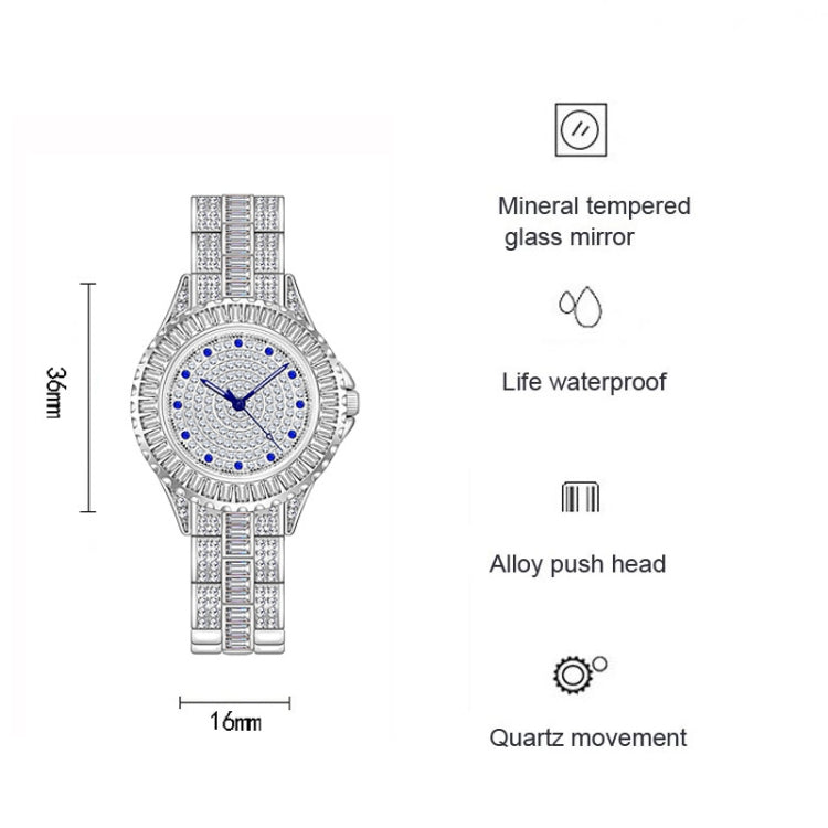 BS Bee Sister FA1686 Montre femme incrustée de diamants, montre-chaîne à bijoux, argent, argent doré, or