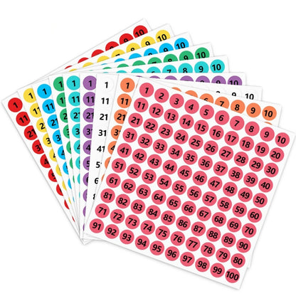 100 Stickers/Sheet Clothes Footwear Size Number Label Sticker, Diameter: 25mm, 10mm, 13mm, 15mm, 20mm, 25mm