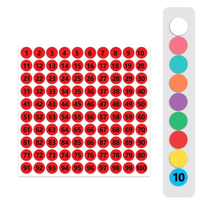 100 Stickers/Sheet Clothes Footwear Size Number Label Sticker, Diameter: 25mm, 10mm, 13mm, 15mm, 20mm, 25mm