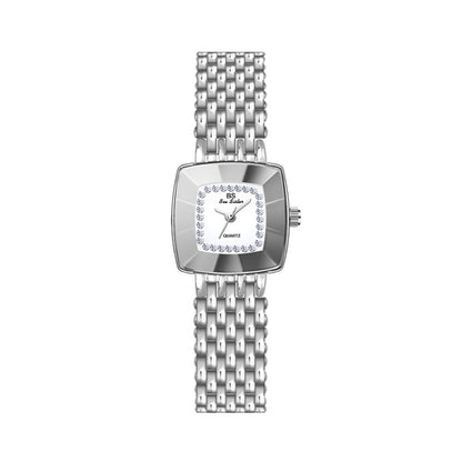BS Bee Sister FA1197 Montre simple pour femme à cadran carré et bracelet en acier inoxydable, Argent, Or