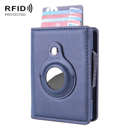 X-80 RFID Anti-theft Brushed Leather Card Holder For AirTag, Black, Blue, Coffee, Apricot, Carbon Fiber Black