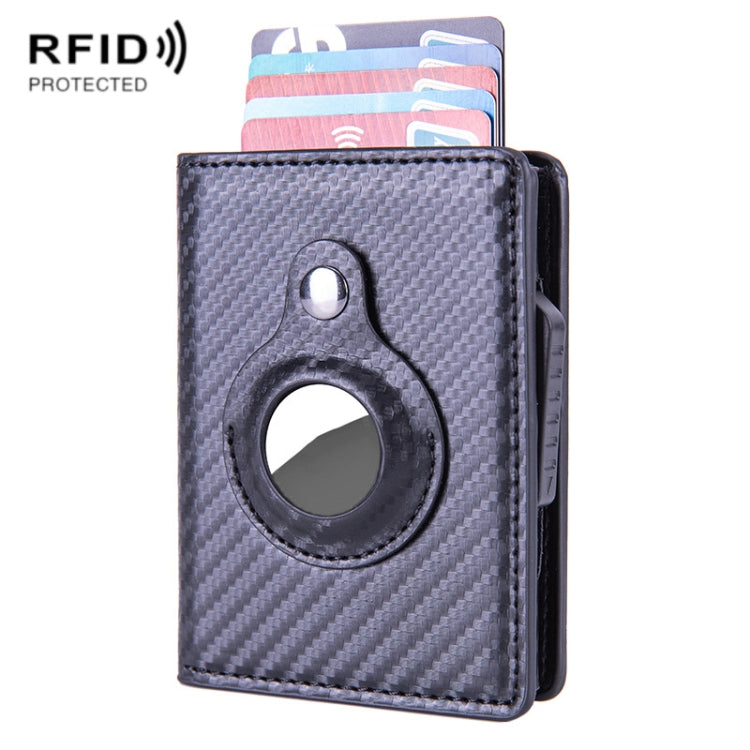 X-80 RFID Anti-theft Brushed Leather Card Holder For AirTag, Black, Blue, Coffee, Apricot, Carbon Fiber Black