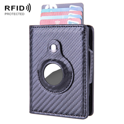 X-80 RFID Anti-theft Brushed Leather Card Holder For AirTag, Black, Blue, Coffee, Apricot, Carbon Fiber Black