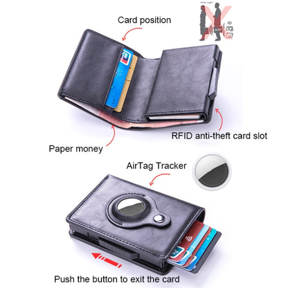 X-80 RFID Anti-theft Brushed Leather Card Holder For AirTag, Black, Blue, Coffee, Apricot, Carbon Fiber Black