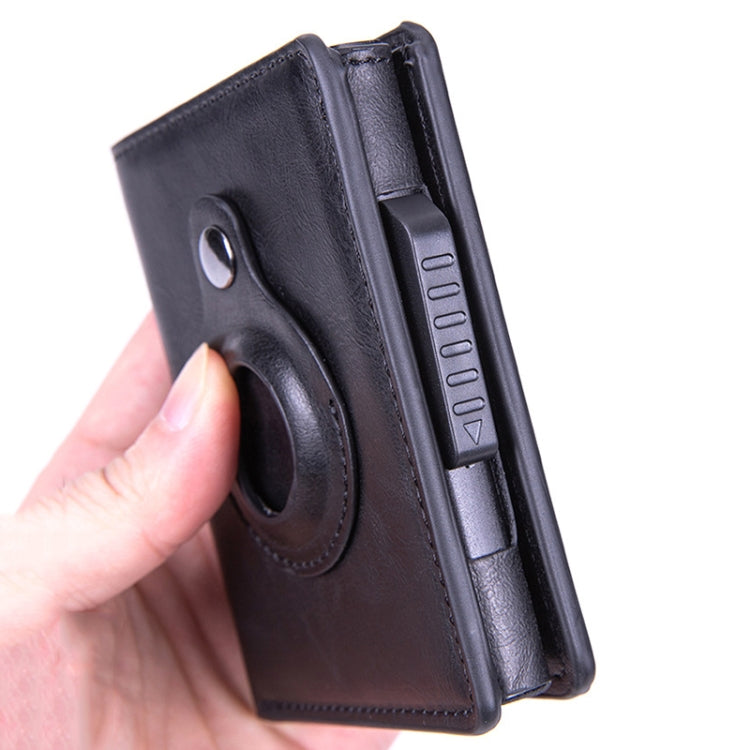 X-80 RFID Anti-theft Brushed Leather Card Holder For AirTag, Black, Blue, Coffee, Apricot, Carbon Fiber Black